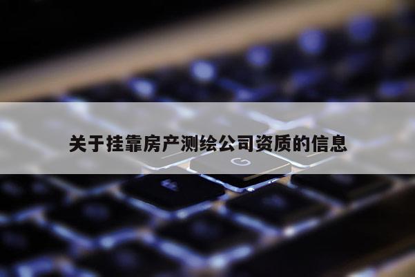 关于挂靠房产测绘公司资质的信息